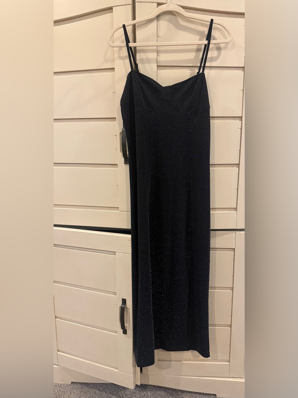**Vero Moda Black Metallic Shimmer Midi Slip Dress NWT | Medium**